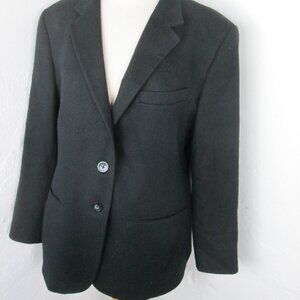 Vtg 90s Pietrafesa Women 12 Black Blazer Jacket 100% Worsted Camel Hair Italy